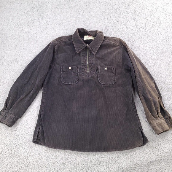 Vintage Levi's Corduroy Shirt Womens Large Black Thick Jacket Grunge 1/4 Zip - Picture 1 of 16